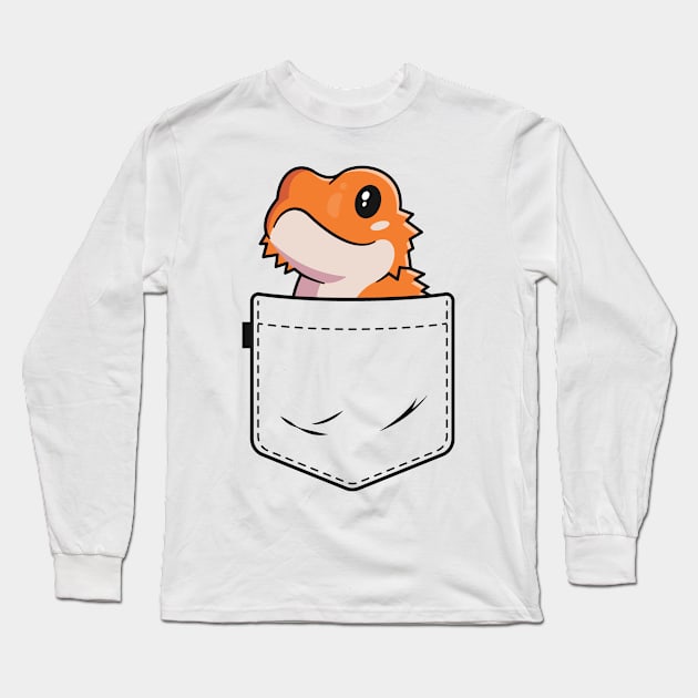 Bearded Dragon Pocket Shirt Reptile Love Pogona Lizard Gift Long Sleeve T-Shirt by 14thFloorApparel